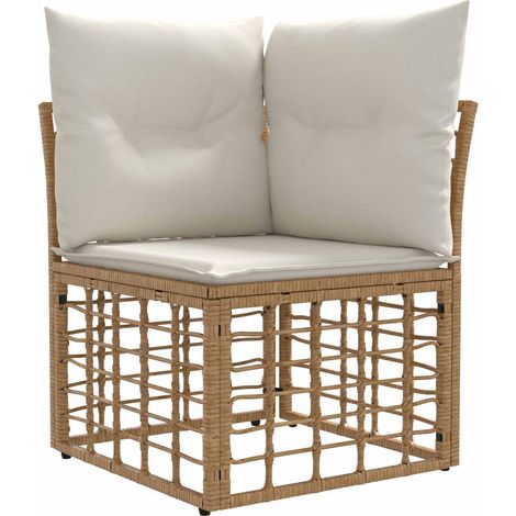 Modular Outdoor Corner Sofa Unit Natural Poly Rattan vidaXL