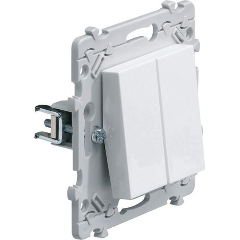 Double Interrupteur ou Poussoir Hager Essensya Finition: Blanc - Griffes: Avec griffes