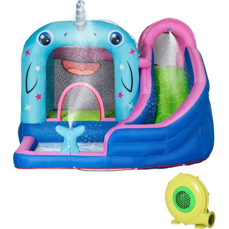 Château gonflable toboggan bassin eau jets d'eau 330 x 280 x 200 cm