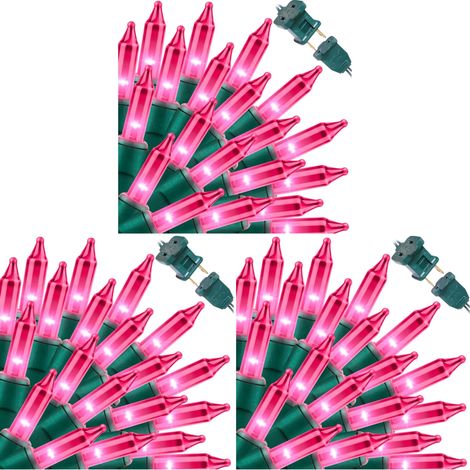 Guirlande lumineuse rose, 300 LED, 19,4 m (lot de 2), fil vert de 150 cm, à brancher, décorations de Noël et d'Halloween, guirlande féérique rose pour chambre d'enfant (intérieur/extérieur). (1/5)