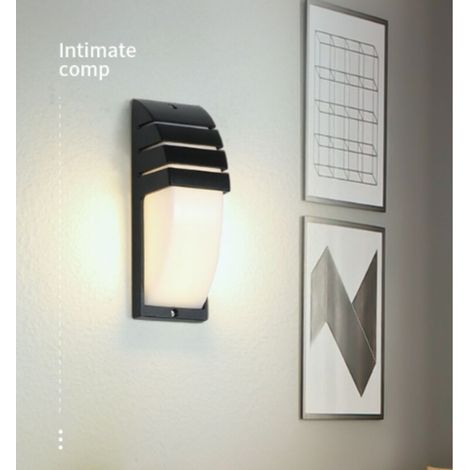 Applique murale à LED 9W, applique murale moderne, toujours allumée, lumière blanche, veilleuse étanche pour jardin, balcon, terrasse, couloir, patio, mur extérieur. (1/5)