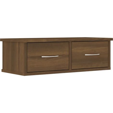 Pratico armadio da parete con 2 cassetti portaoggetti spazio minimalista decoro contemporaneo 60 x 26 x 18 cm in legno multistrato marrone 020048128