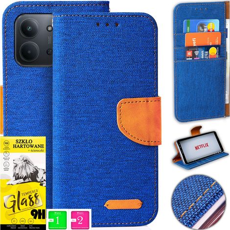 Custodia per Xiaomi Redmi 15C 4G 171mm in tela con magnete + vetro 9H (1/5)