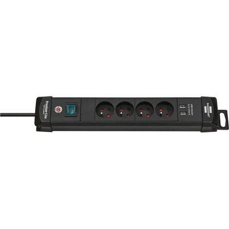 Multiprise Avec Port USB Brennenstuhl Premium-Line 3,1 Amp 4 Prises Noir 1,8m H05VV-F 3G1,5 (1/3)