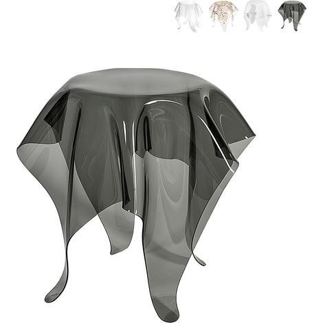 Tavolino alto rotondo di design in plexiglass trasparente Drappeggi - Trasparente Fumé