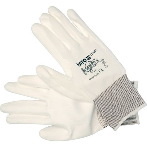 Guanti da lavoro bianchi, in nylon, PU YT-7470 Yato (1/4)