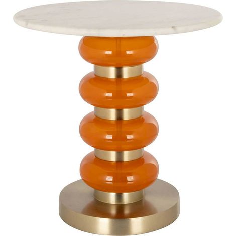 Table d'appoint Boann orange élégante - Orange vif et détails dorés (1/3)