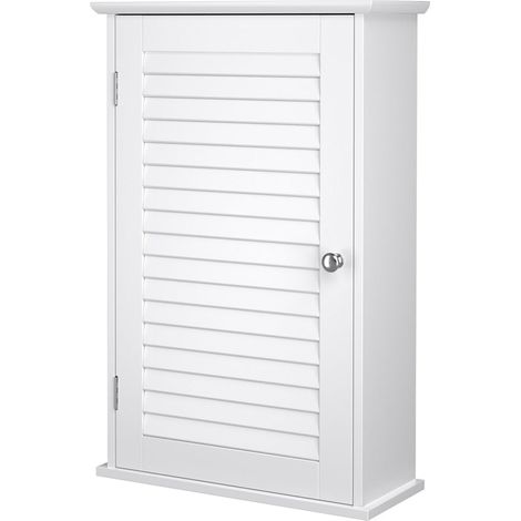 Mueble de baño/botiquín de pared con estante regulable y puerta de lamas 40 x 16 x 60 cm blanco 120006517 (1/5)