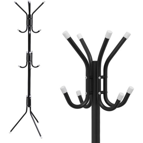 Appendiabiti Piantana Metallo 12 Ganci 170cm Nero o Bianco NERO