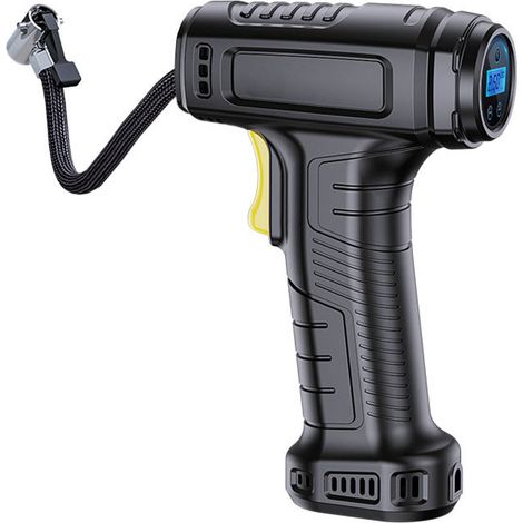 Kabelloser Autoreifenfüller, 12 V, 150 PSI, elektrischer Reifenfüller, Reifenfüller mit automatischer Abschaltung, LED-Leuchten und 4 Düsen für Autos, Motorräder und Fahrräder, Bälle