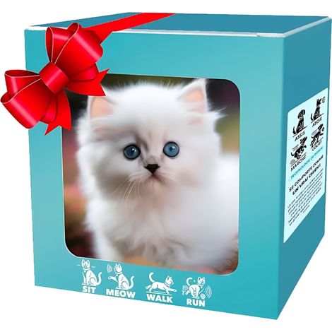 Robot Chat - Marche Sur 4 Pattes - Sons Miau Réalistes - Queue Mobile - Capteurs Tactiles Tête/Chin/Dos - Batterie Rechargeable 1200 mAh - 1 Pièce
