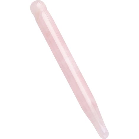Bâton de massage en pierre naturelle polie, sculptée et en cristal (quartz rose), pour la relaxation et le bien-être. (1/5)