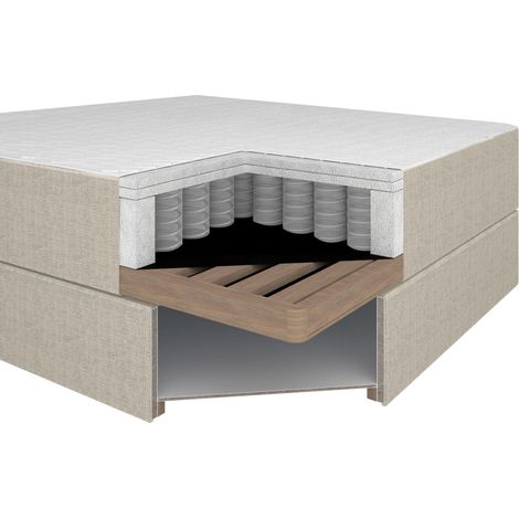Mömax Boxbett Ace Hellgrau ca. 120x200 cm intgr. Topper (1/5)