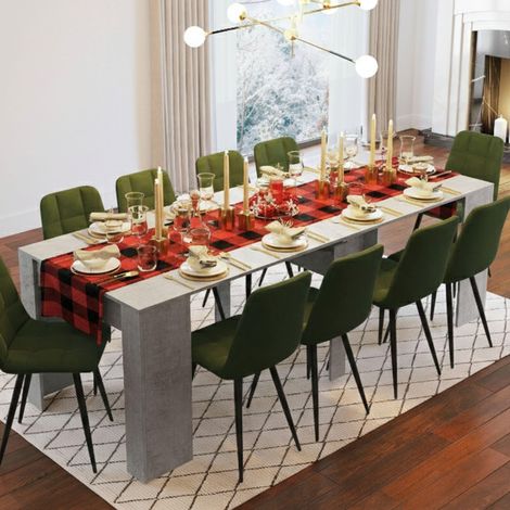 Table console à rallonge Alberique, Table avec rallonges, Console polyvalente, Table à manger extensible jusqu'à 10 places, 90/237x51h78 cm, Ciment (1/5)