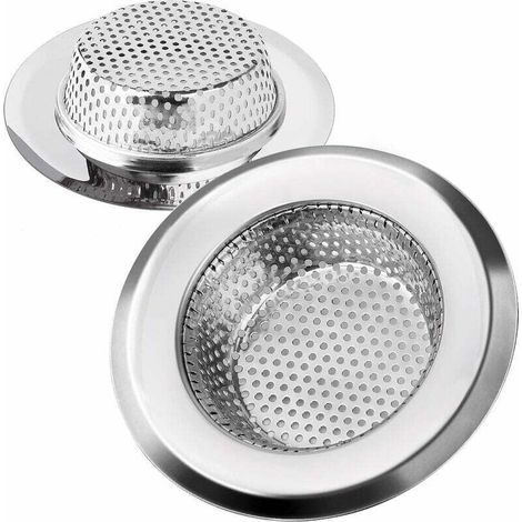 Filtre à Évier Cuisine Filtre de Vidange en Acier Inoxydable Drains d’Evier Durables Anti-colmatage Crépine Idéal pour Éviers de Maison Cuisine Bain Lavabo, 11.3cm de Diamètre 2 Pièces (1/4)