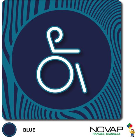 Plaque de porte Toilettes Handicapés - Design Bleu 90x90mm - 4340081 (1/2)