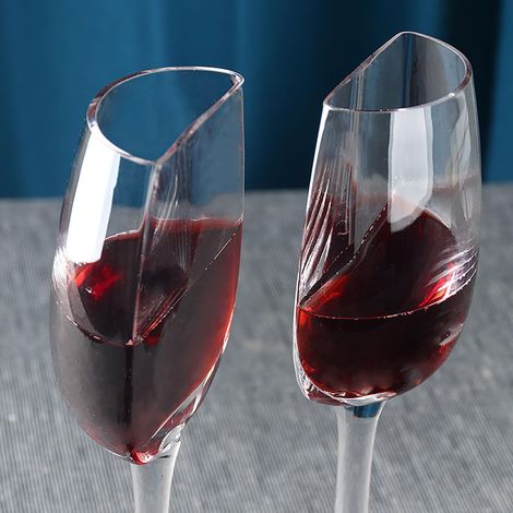 Lot de 2 demi-verres à vin - 140 ml - Gobelets à vin rouge amusant - Grand verre à vin avec long pied - Amusant - Cadeau pour Noël, Pâques (1/5)