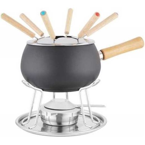 Fonduta esmaltada negra opaca set de 12 piezas Eva