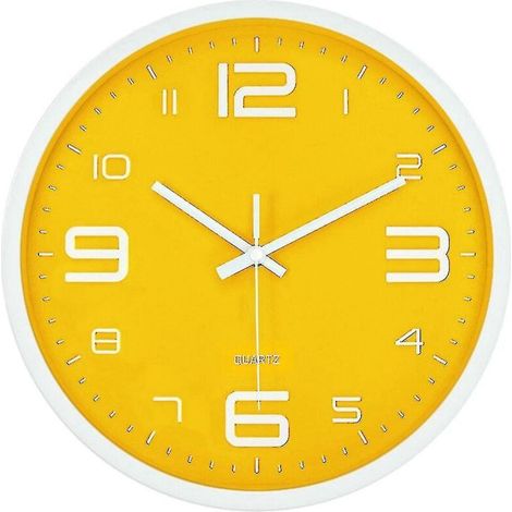 Horloge murale silencieuse, créative, jaune, moderne et simple de style nordique (1/3)