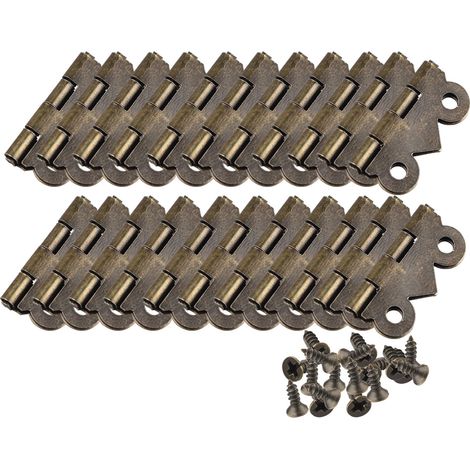 Lot de 20 mini Boîte de rangement Cabinet Charnières Papillon vintage Bronze DIY pour bijoux Wood Case Box Connecteurs décoratifs 21.7 cm Moraillon Loquet Verrou 80 pcs de remplacement de vis (1/5)