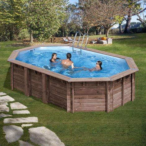 PISCINA GRE OVALADA DE MADERA SUMBAY 632 X 335 X 130 CMTS MACADAMIA (1/5)
