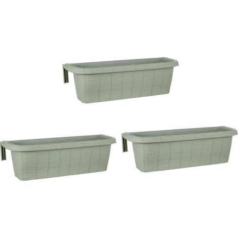 Rondine 60 - set di 3 balconiere intrecciate da 60cm con agganci regolabili e riserva d'acqua Salvia