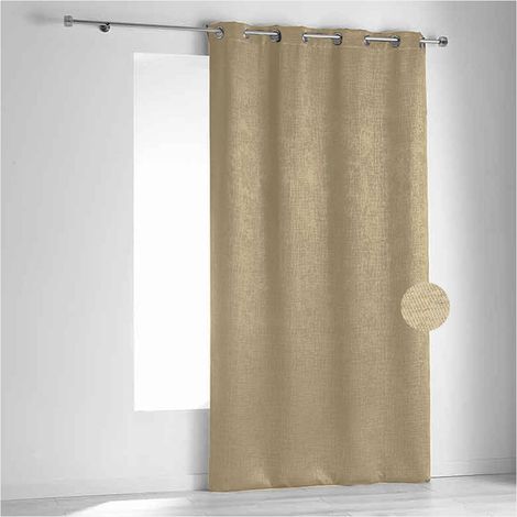 Rideau ignifugé non feu M1 en velours fiore Naturel 240x260 cm (1/2)