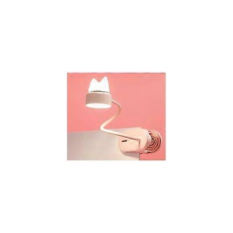 Lampe à pince flexible avec veilleuse / Batterie rechargeable USB / Lampe de lecture LED pour bureau, lit, table de chevet - rose (1/5)