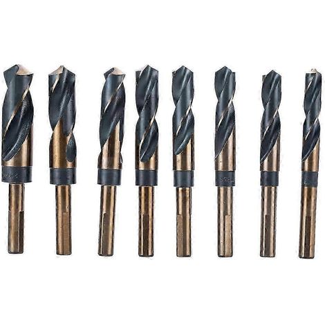 Jeu de 8 forets hélicoïdaux HSS (acier rapide) à queue réduite (14-25 mm), queue de 1/2 pouce, pour bois, métal et acier, en coffret en aluminium (1/5)