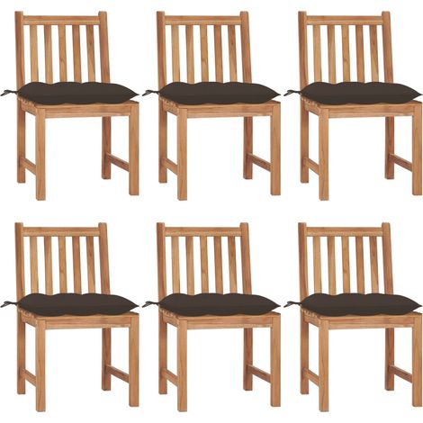 Lot de 6 Chaises de jardin - Chaises d'extérieur pour terrasse/jardin avec coussins Bois de teck massif BV218603 - BonneVie (1/5)