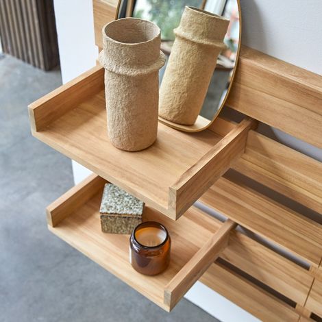 Ensemble de 2 étagères en bois de teck massif Urbain (1/5)