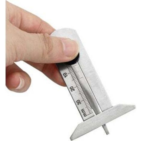 Reifendruckmesser, Tragbarer Autoreifen-Tiefenmesser aus Edelstahl, Einstellbarer Tiefenmesser mit Feststellschraube, 0-30 mm (1/4)