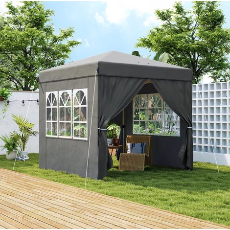Tonnelle pergola pliante 2,5x2,5 m avec parois OKMYHOME (1/5)