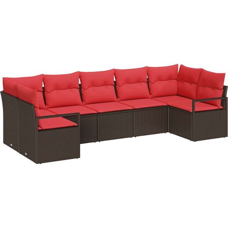 Set di divani con cuscino 7 pcs Marrone polyrattan vidaXL