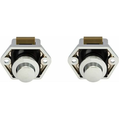 Latch Push Button - 20 mm Trou Forage - Épaisseur Panneau 14 à 16 mm - Pour Camping-Car Caravane Fourgonnette Bateau - 2 Pièces (1/5)