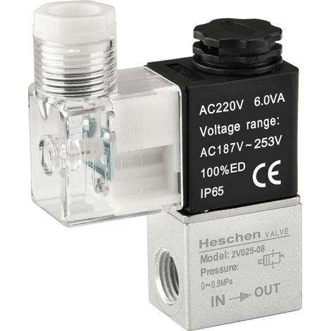 pneumatisches Magnetventil 2v025-08, 220 V AC, PT1/4, 2/2-Wege, normalerweise geschlossen, für Druckluftsystem (1/5)