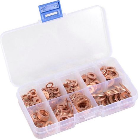 200 rondelles en acier inoxydable, entretoises, rondelles en laiton, rondelles annulaires métriques, rondelles d'étanchéité en cuivre, joints d'étanchéité (1/3)