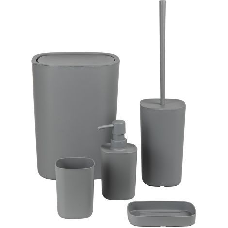 'KIT ACCESSORI DA BAGNO ''PODDY'' col. grigio' col. grigio