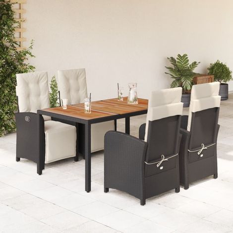 Set de muebles jardín 5 pzas con cojines ratán sintético negro vidaXL (1/5)
