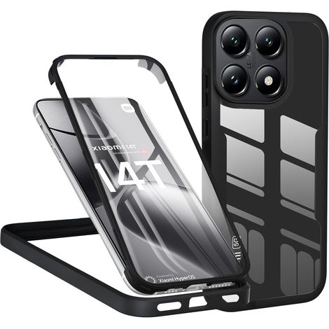 Coque pour Xiaomi 14T 5G, Antichoc Housse avec Protecteur D'écran Intégré, Étui de Téléphone 360 Protection Complet Double Face Transparent Bumper Intégrale Case - Noir (1/5)