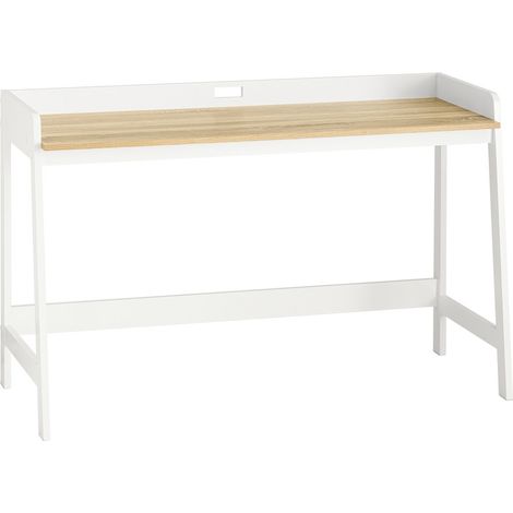 SoBuy FWT41-WN Schreibtisch Tisch Computertisch Bürotisch weiß/natur BHT ca.: 125x80x51cm (1/5)