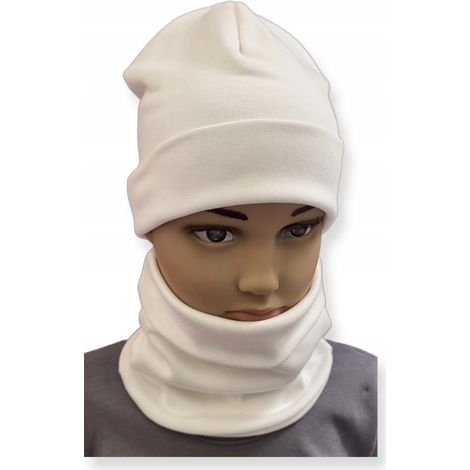 Ensemble bonnet + écharpe enfant taille 52-56 double crème