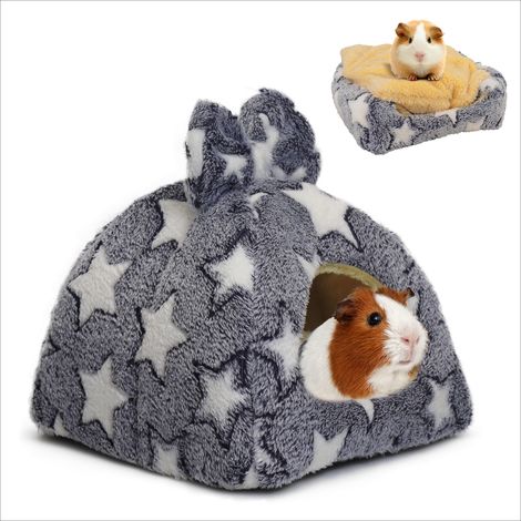 House for Guinea Pig Bed Rabbit Plush Small Animals Sleeping Winter Indoor Cabin for Chinchilla/Hedgehog/Guinea Pig (Star) (1/5)