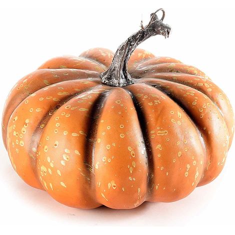 Citrouilles artificielles décoratives, idéal vitrines d'automne et décors d'Halloween, lot de 2, diam. 17 cm x H. 13 cm