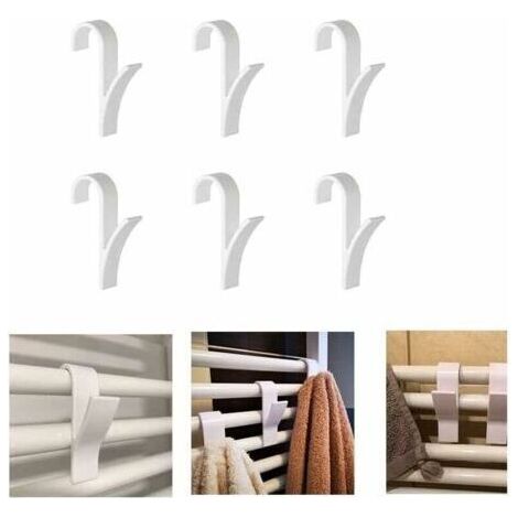 6 Pieces Crochet pour radiateur sèche-Serviettes Universel - Plastique, Blanc (1/4)