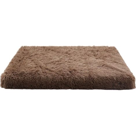 1 coussin carré pour chien et chat, 40 x 30 x 5 cm, peluche kaki, doux et moelleux, antidérapant, idéal cage et panier surélevé (1/5)