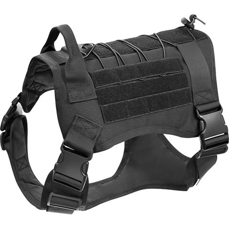 Harnais tactique anti-traction pour chien, harnais militaire réfléchissant avec poignée, gilet pour chien de service et d'entraînement, gilet de travail ajustable pour chiens de petite, moyenne et gra (1/4)