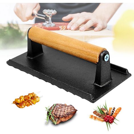 Grill Steak Gewicht Speckpresse, BBQ Hamburger Fleisch Patty Kochen Gusseis, mit Hitzeabweisendem Griff Burgerpresse, für Grillpfannen, Steak, Sandwich (1/5)