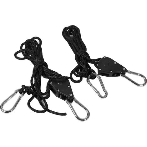 ganchos de trinquete para cuerda, capacidad de 68 kg (150 lb), 1,8 m (6 pies) de longitud, nailon resistente para lámparas de cultivo y carpas. (1/5)
