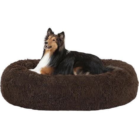 Hundebett orthopädisches rund Donut L 80 x B 80 x H 20 cm Braun (1/5)